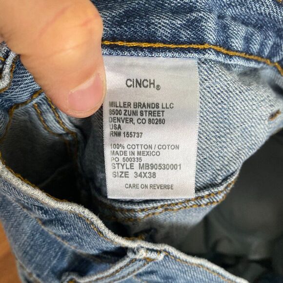 Cinch Jeans Medium Stonewashed Green Label Relaxed Tapered Leg 34 Long - Picture 5 of 7